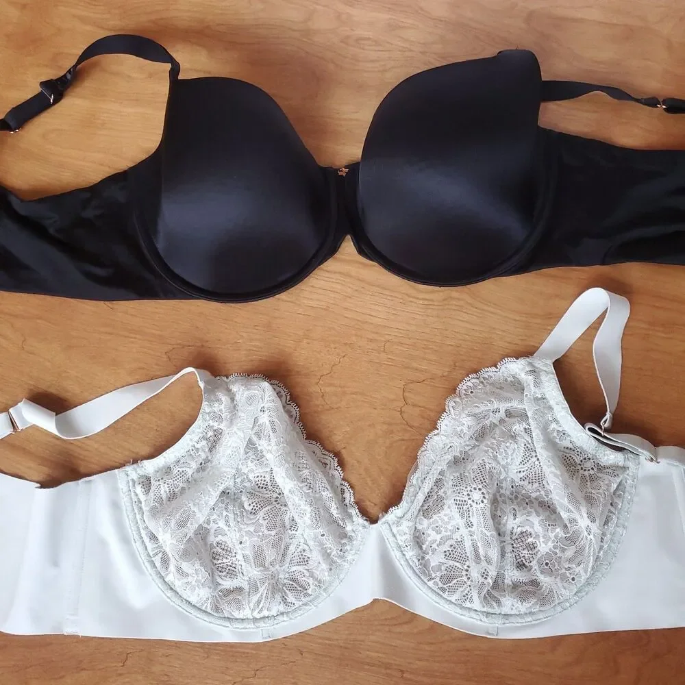 Lot of 2 Savage X Fenty Bras 42DDD Underwire Black Padded & Pale Green Lace